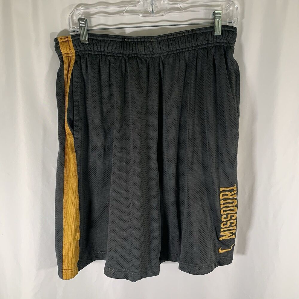 Nike Shorts Men's Medium Missouri Grey Yellow Mesh Shorts Pull on Drawstring